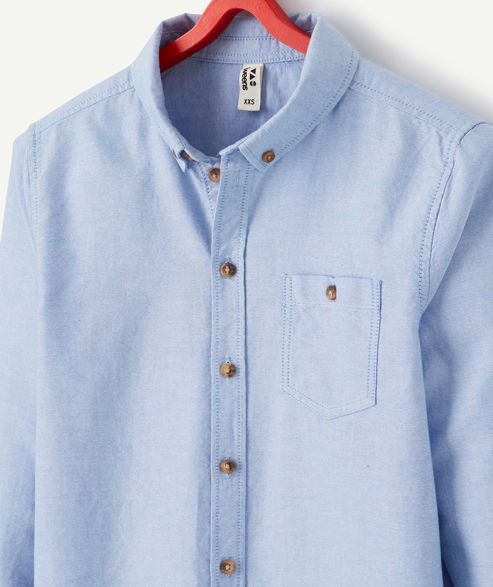 CHEMISE EN COTON BIO BLEU CLAIR AVEC BOUTONS GARÇON