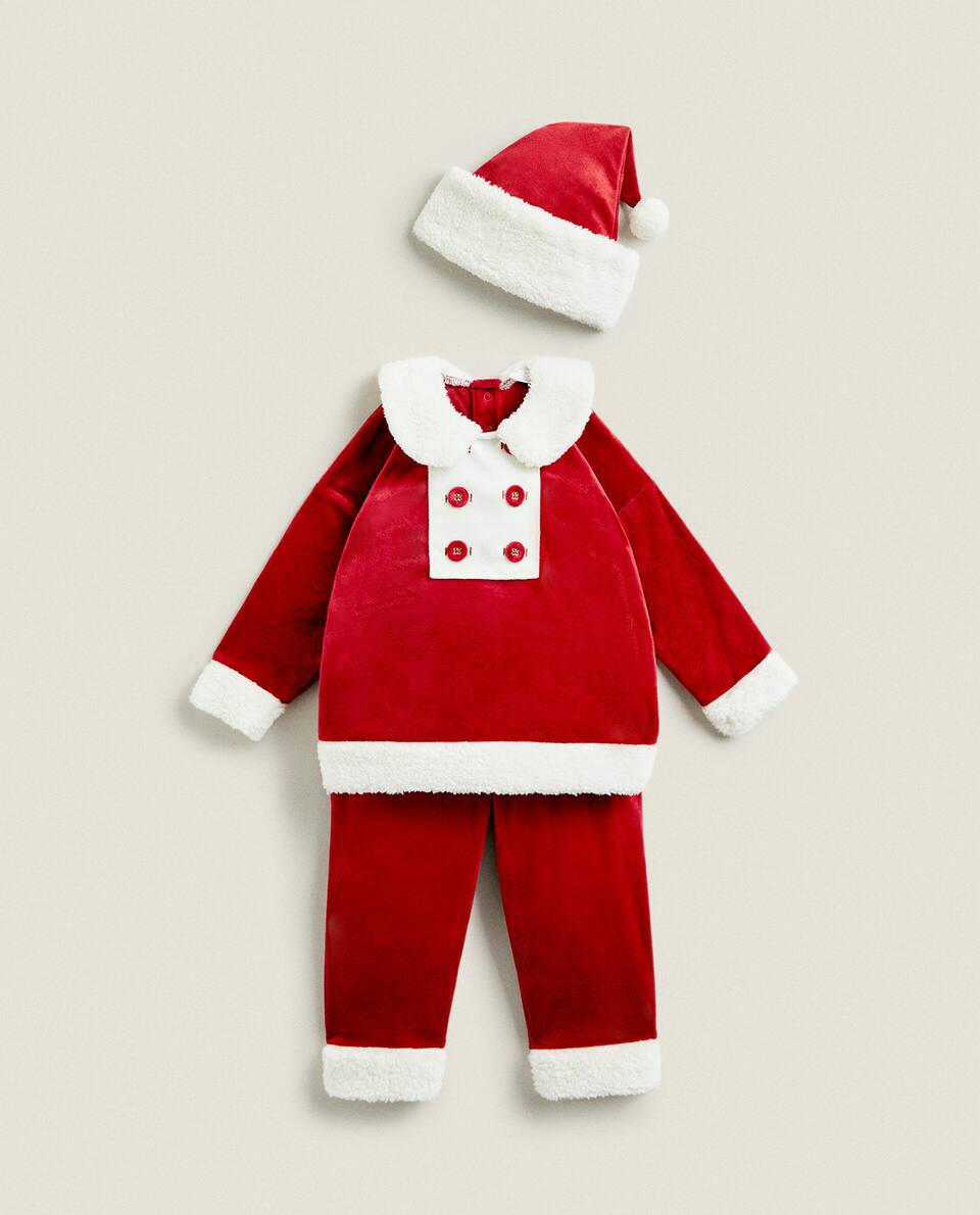 Conjunto de pijama infantil com tema de Papai Noel
