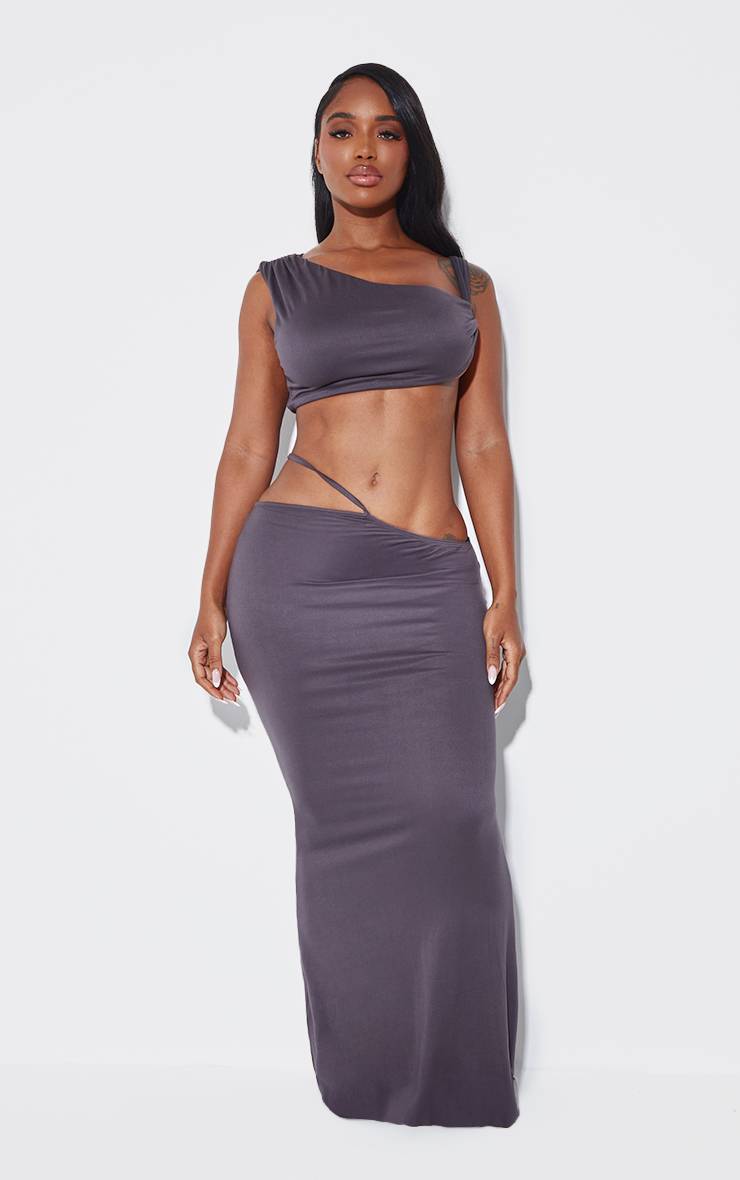 Charbon Crop Top Asymétrique Une Épaule Shape