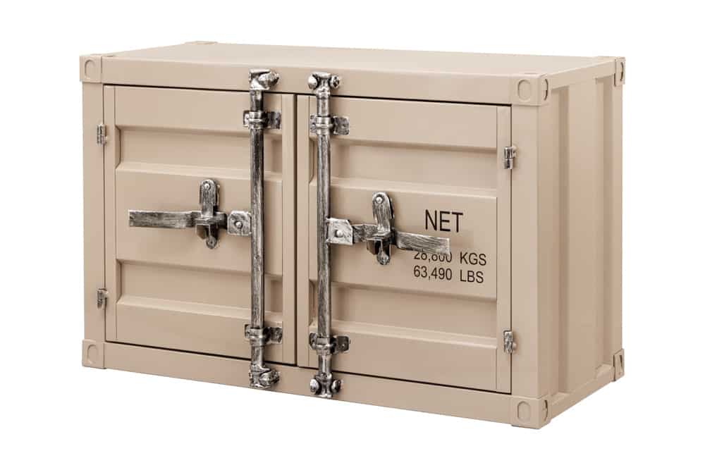 Container-Schrank GLOBETROTTER 80cm greige Metall Aktenschrank mit Flügeltüren