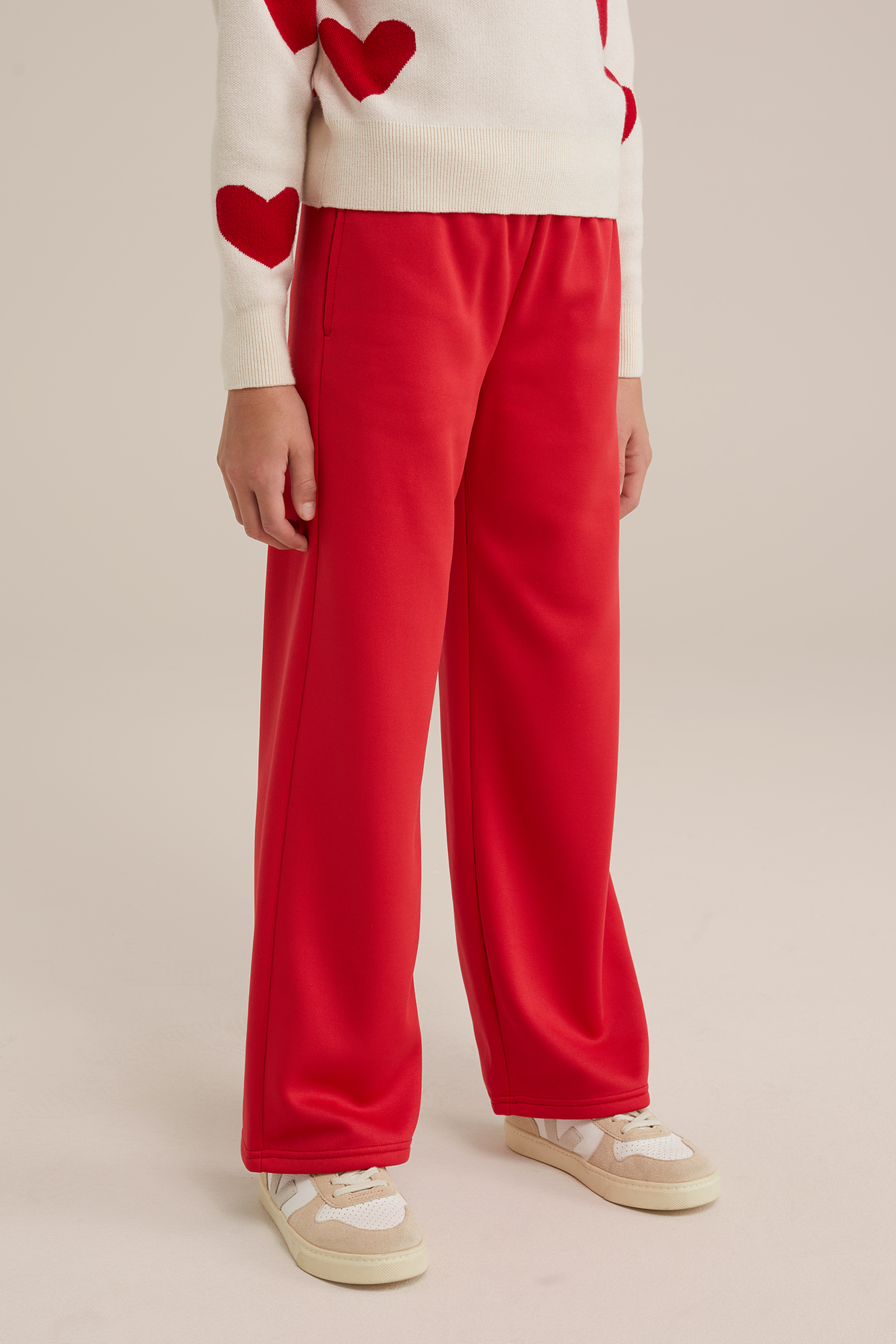 Meisjes straight fit broek WE Fashion Felrood