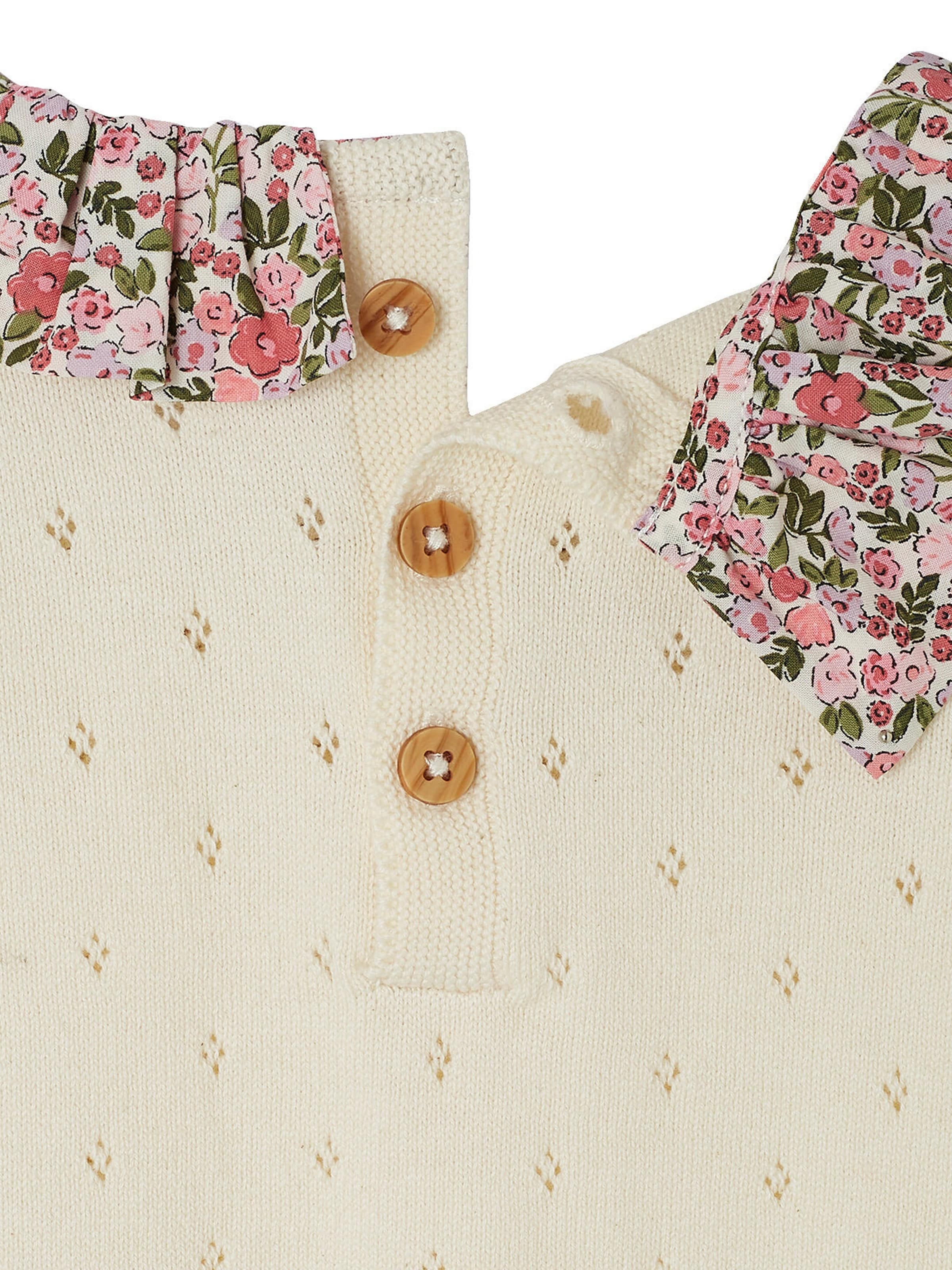 Vertbaudet Baby-Set: Kurzoverall & Haarband wollweiß