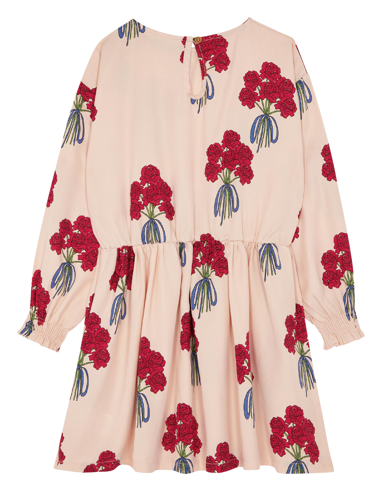 Robe courte col rond imprimée fleuri| Rose