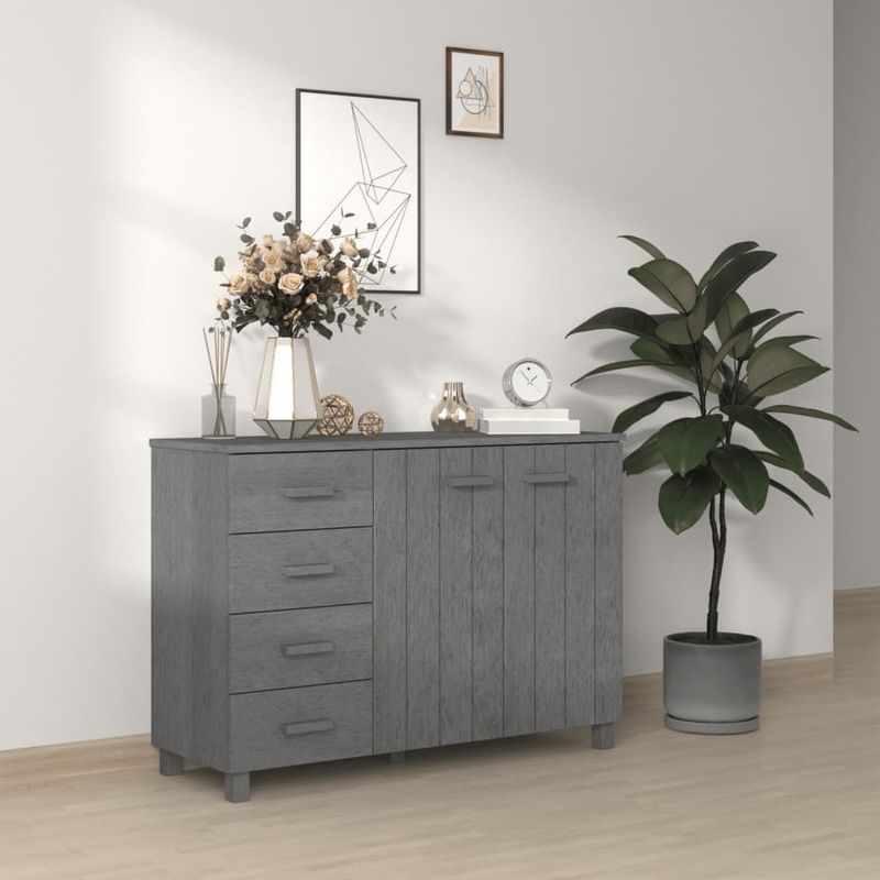 vidaXL - Dressoir HAMAR - Donkergrijs - Massief Grenenhout