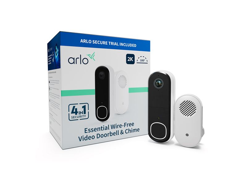 Arlo Kabellose Video-Türklingel inkl. Türgong Vollständiger Schutz für Ihre Eingangstür, eine leicht zu installierende 2K-Video-Türklingel