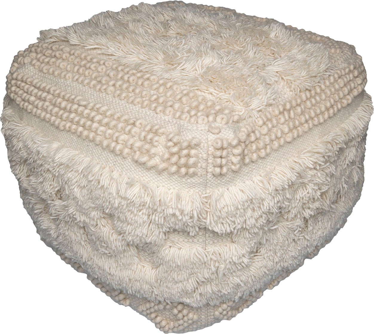 Kayoom Pouf »Bohist 125 50cm x 50cm,   Strukturen mit Fransen und Quasten« 1 Stk. tlg. handgefertigt, Unikat, sehr gut kombinierbar, vielfältig im Einsatz