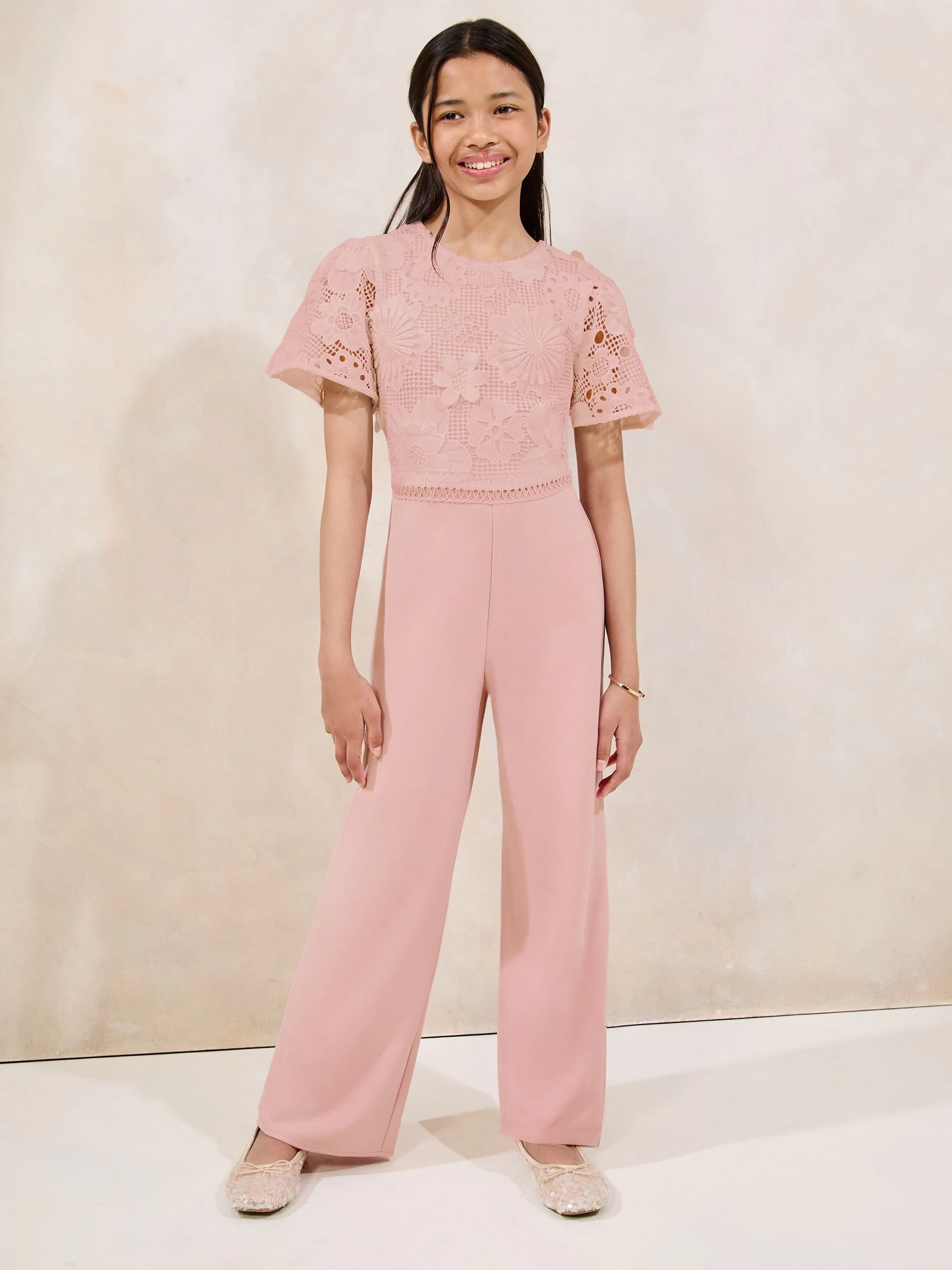 Lipsy 2-in-1 geplooide gelegenheids-jumpsuit met fladdermouwen (5-16jr)