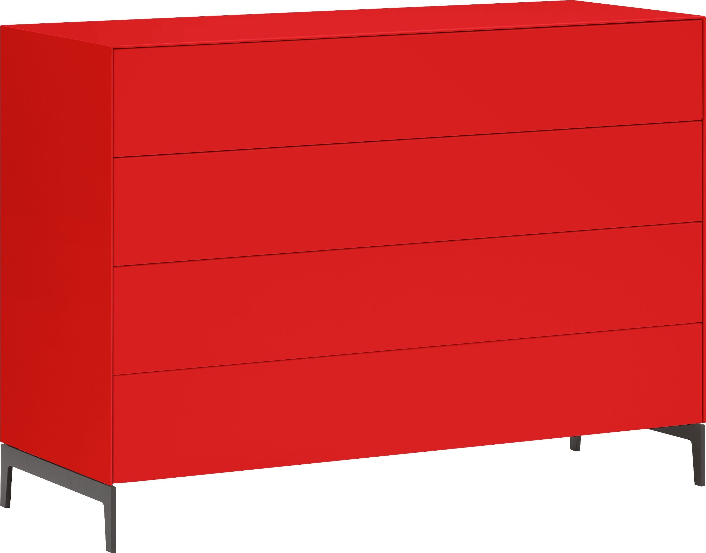 LUX Kommode - Rot / B: 120.0 cm x T: 46.0 cm x H: 86.5 cm