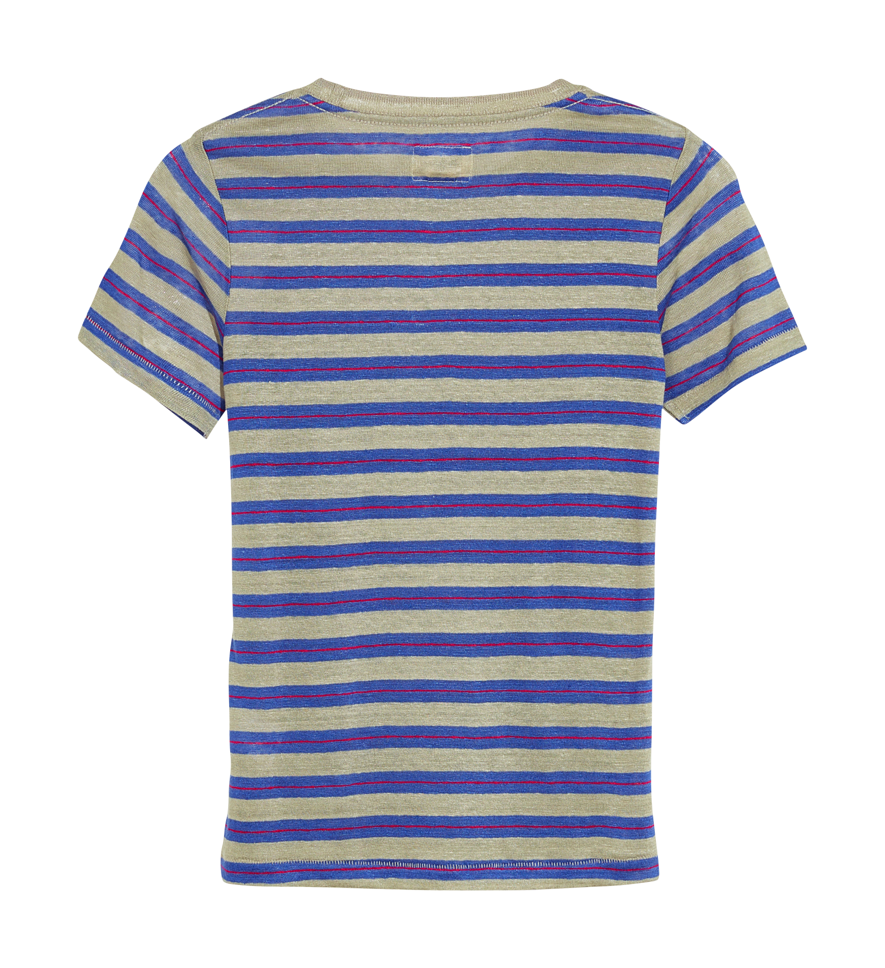 MOGO - Tee-shirt col rond rayé en lin| Bleu