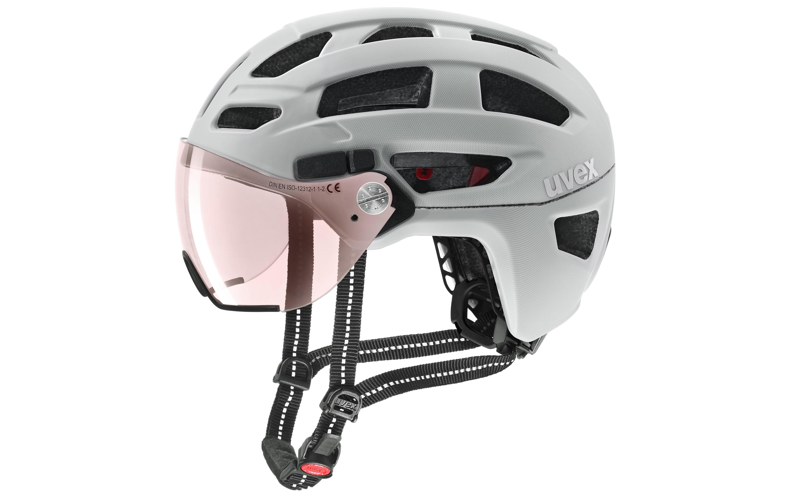 Helm uvex finale visor V papyrus matt , M<br>Photochromatischer Visier-Helm mit Plug-In-LED
