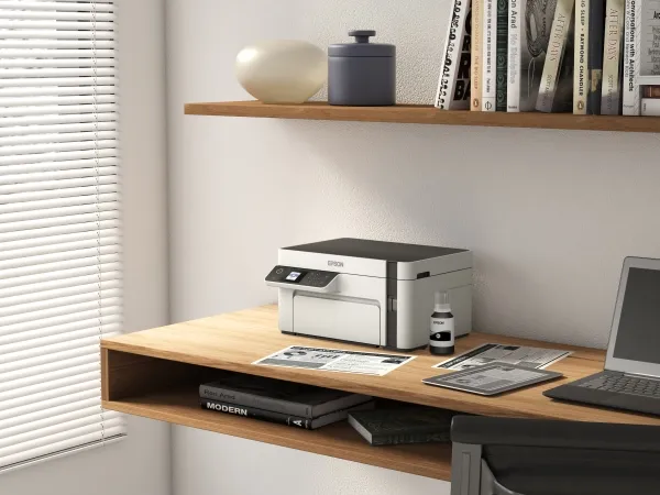 Epson EcoTank ET-M2120 - Multifunktionsprinter - S/H - blækprinter - A4/Legal (medie) - op til 15 spm (udskriver) - 150 ark - USB, Wi-Fi - hvid