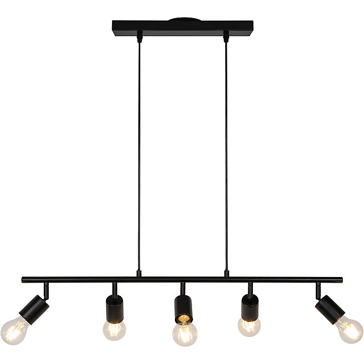 Suspension Ghlin 5 lumières E27 140W ⌀80xL.6xH.110cm noir GoodHome