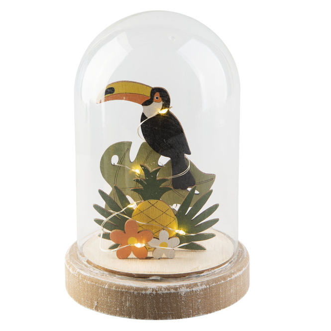 LED-Glocke - Tukan - aus Glas - ca. 11 x 17 cm