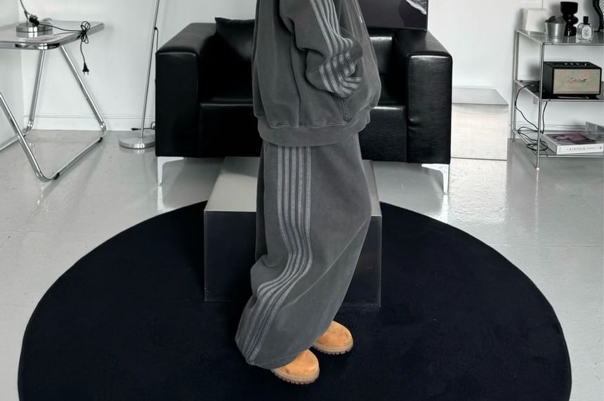 SeoulPop - Unisex gestreepte, gewassen, losse hoodie