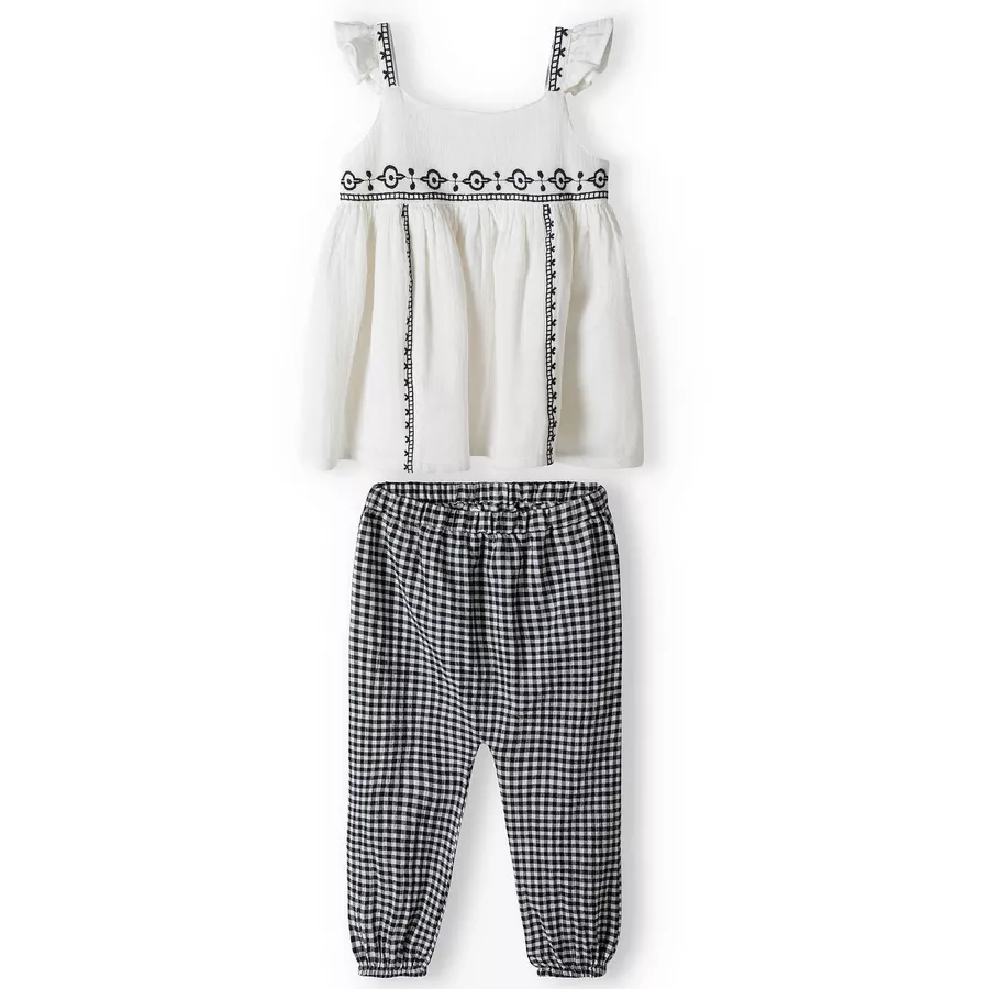 MINOTI Top & Hose im Set WeißDunkelgrau