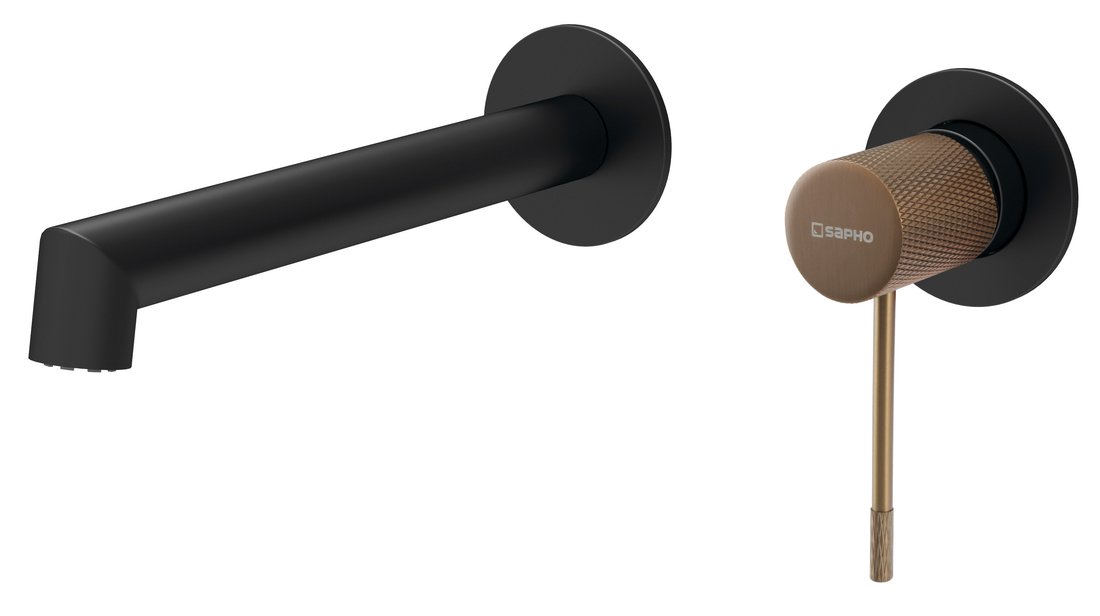 Sapho Solaris inbouw wastafelkraan zwart mat / koper PVD coating