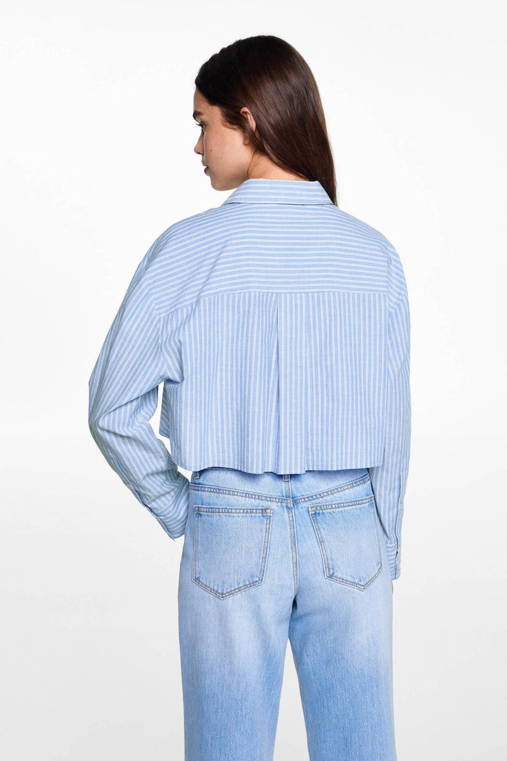 MANGO TEEN gestreepte blouse lichtblauw