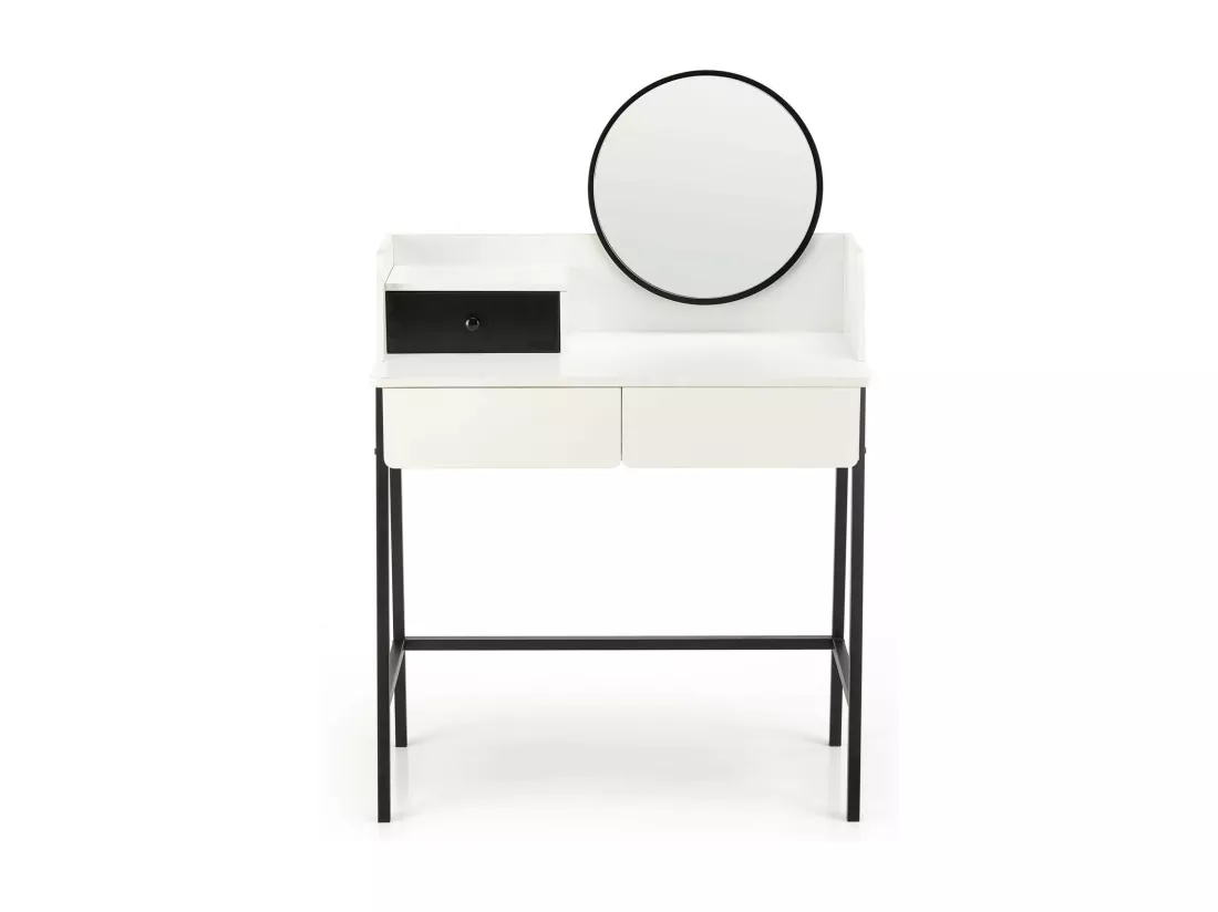Coiffeuse design noire et blanche avec miroir et 3 tiroirs Morning