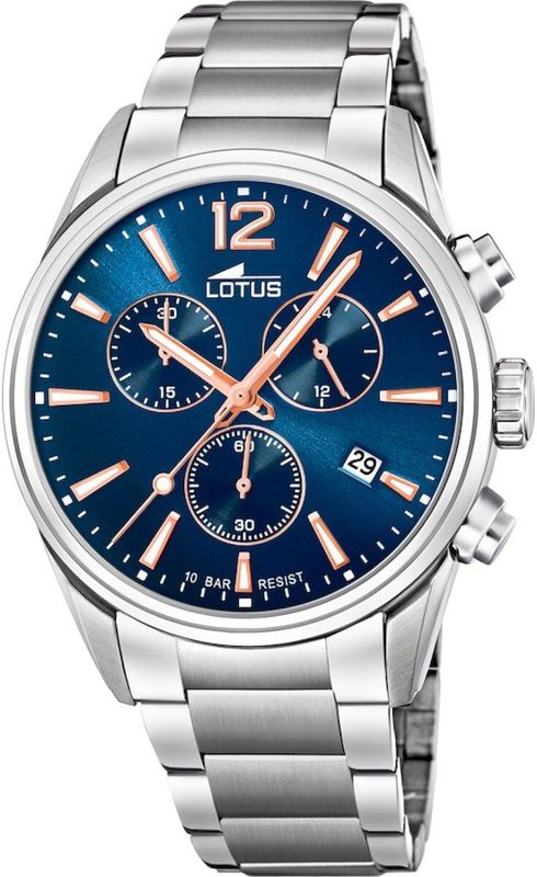 Lotus - 18690/2 - Herenhorloge - Zilver - Blauw - Chronograaf - Polshorloge