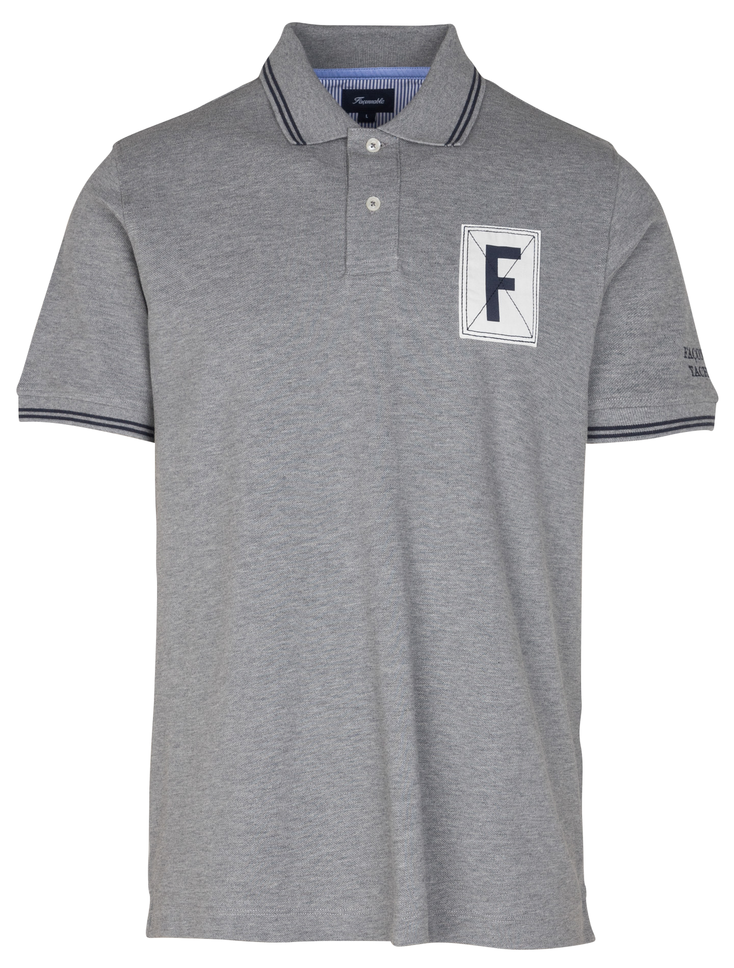 Polo col regular-fit en coton piqué | Gris