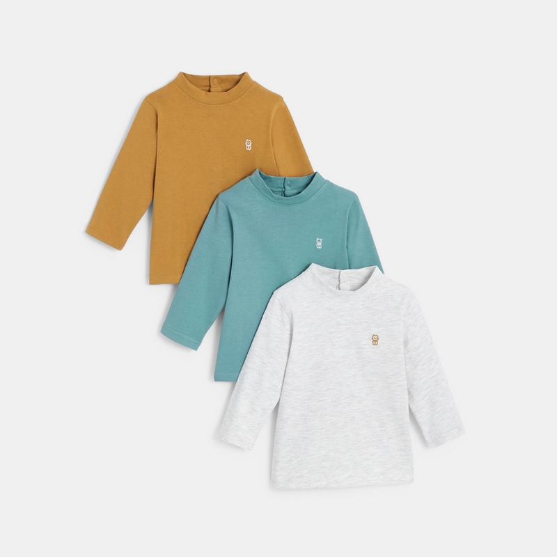 T-shirt uni (lot de 3) vert bébé garçon