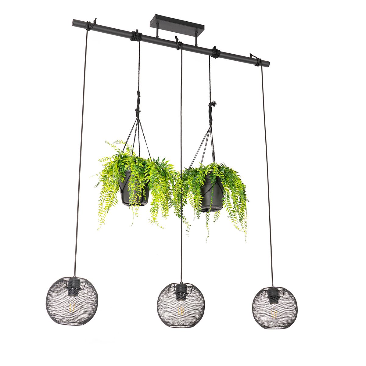 Industriële hanglamp zwart 3-lichts - Flor