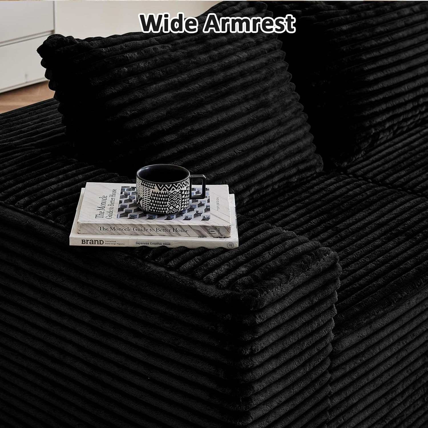 Vamcheer Ecksofa mit Schlaffunktion - Big Sofa Couch 3 Sitzer in L-Form, Modulares Boneless Schlafsofa als Wohnlandschaft, 274 x 102 cm, Schwarz