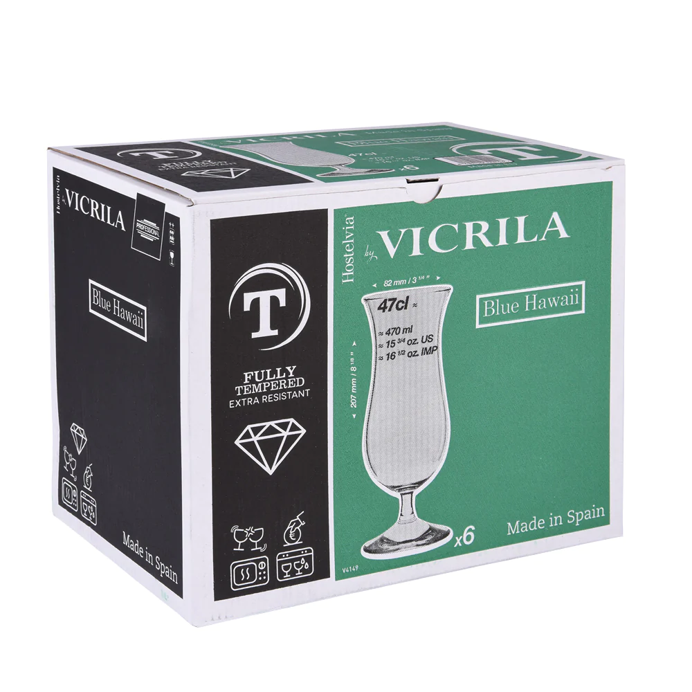 Boîte de 6 verres Hawaii 47 cl bleu Vicrila