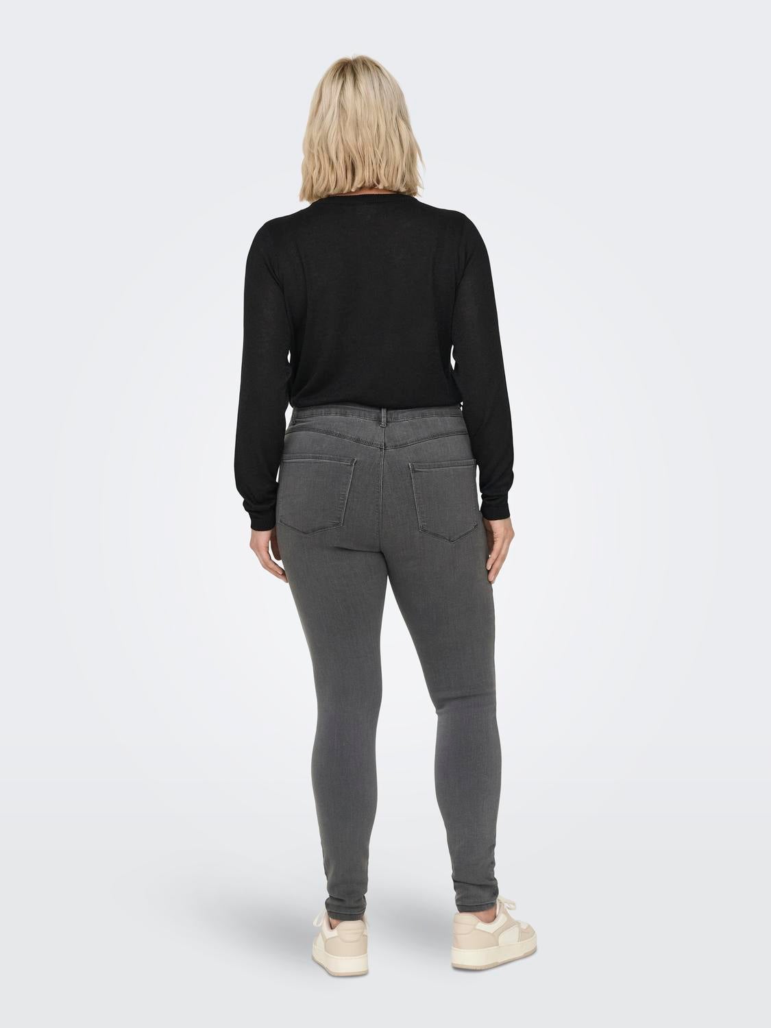 CARTHUNDER Hohe Taille Skinny Fit Jeans Medium Grey Denim