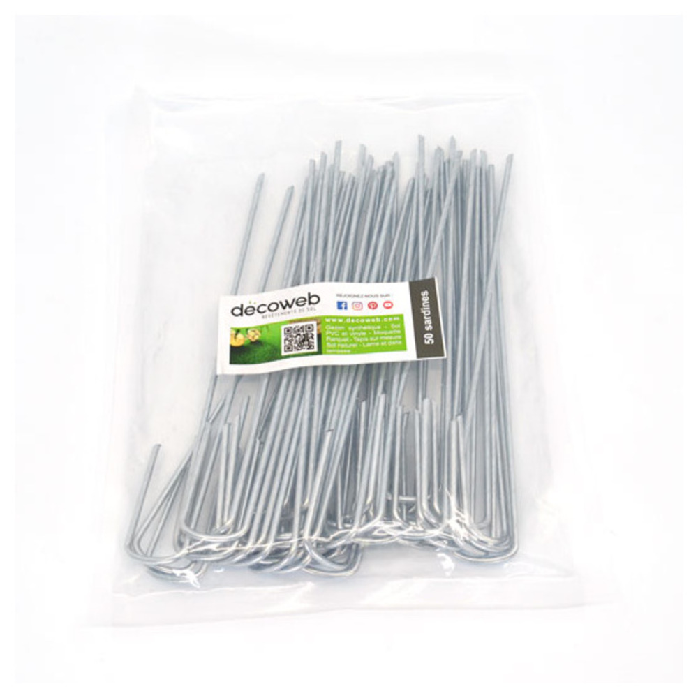 Agrafe d'ancrage pour gazon synthétique - 20cm - lot de 50 agrafes