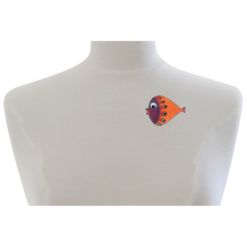 Broche Poisson Émaillée Orange