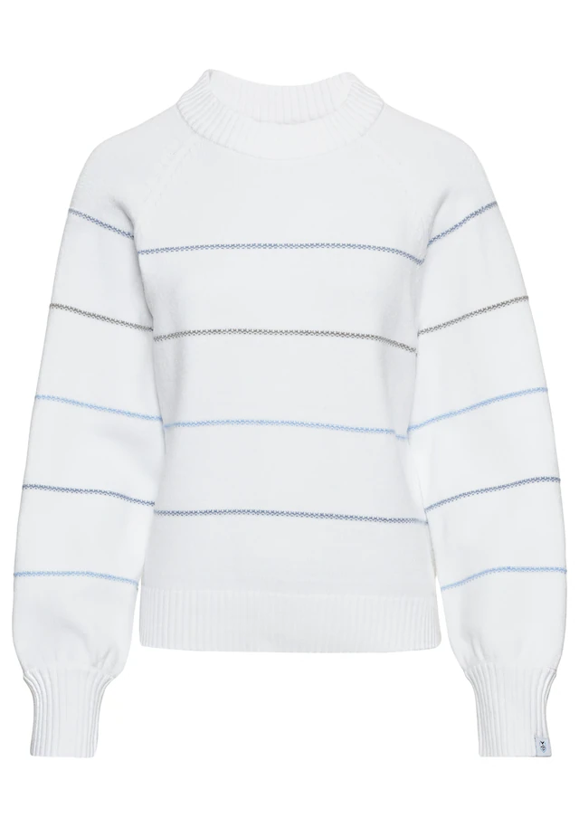 DELMAO Strickpullover mit zarten Streifen und Rundhals