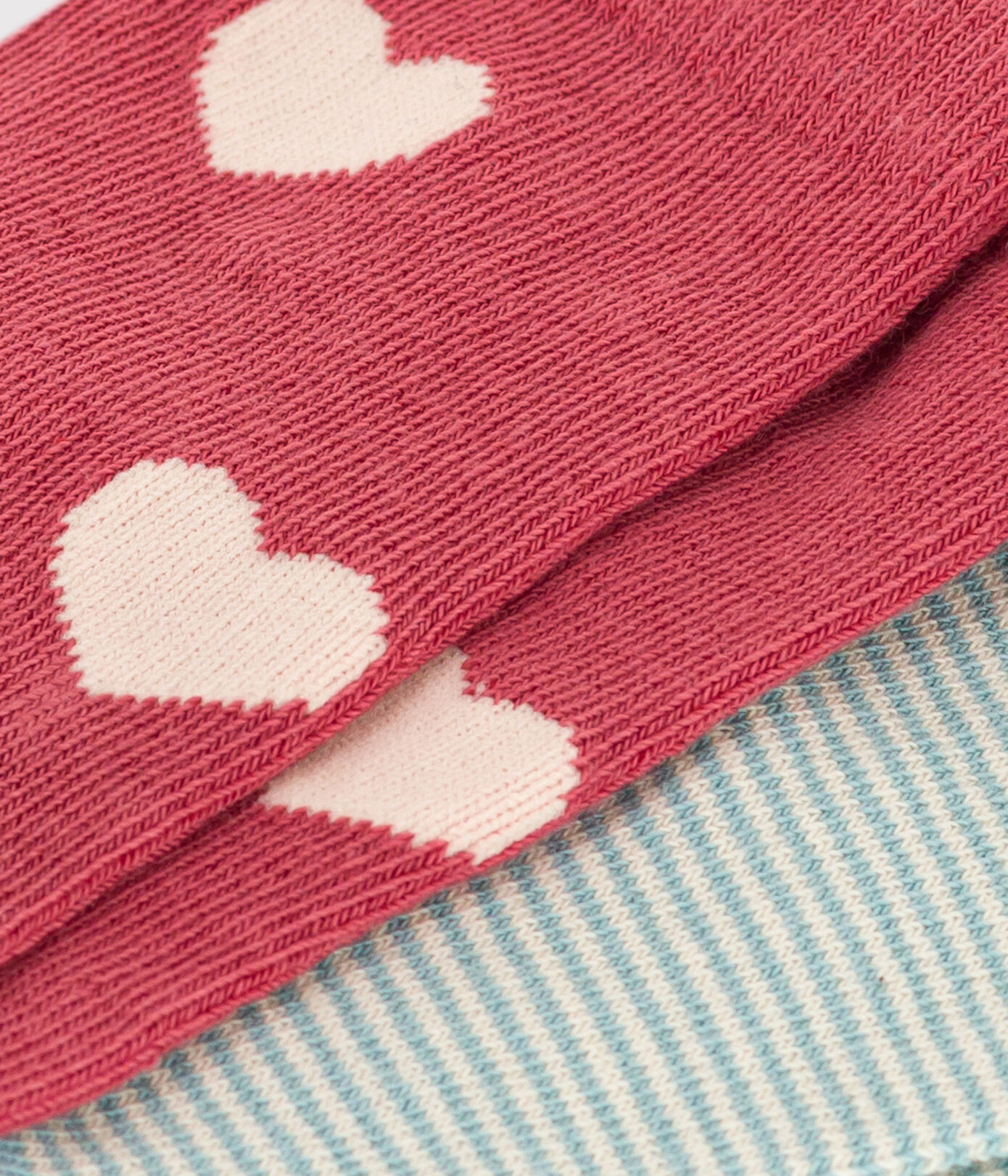 Lot de 2 paires de chaussettes cœurs en jersey de coton enfants