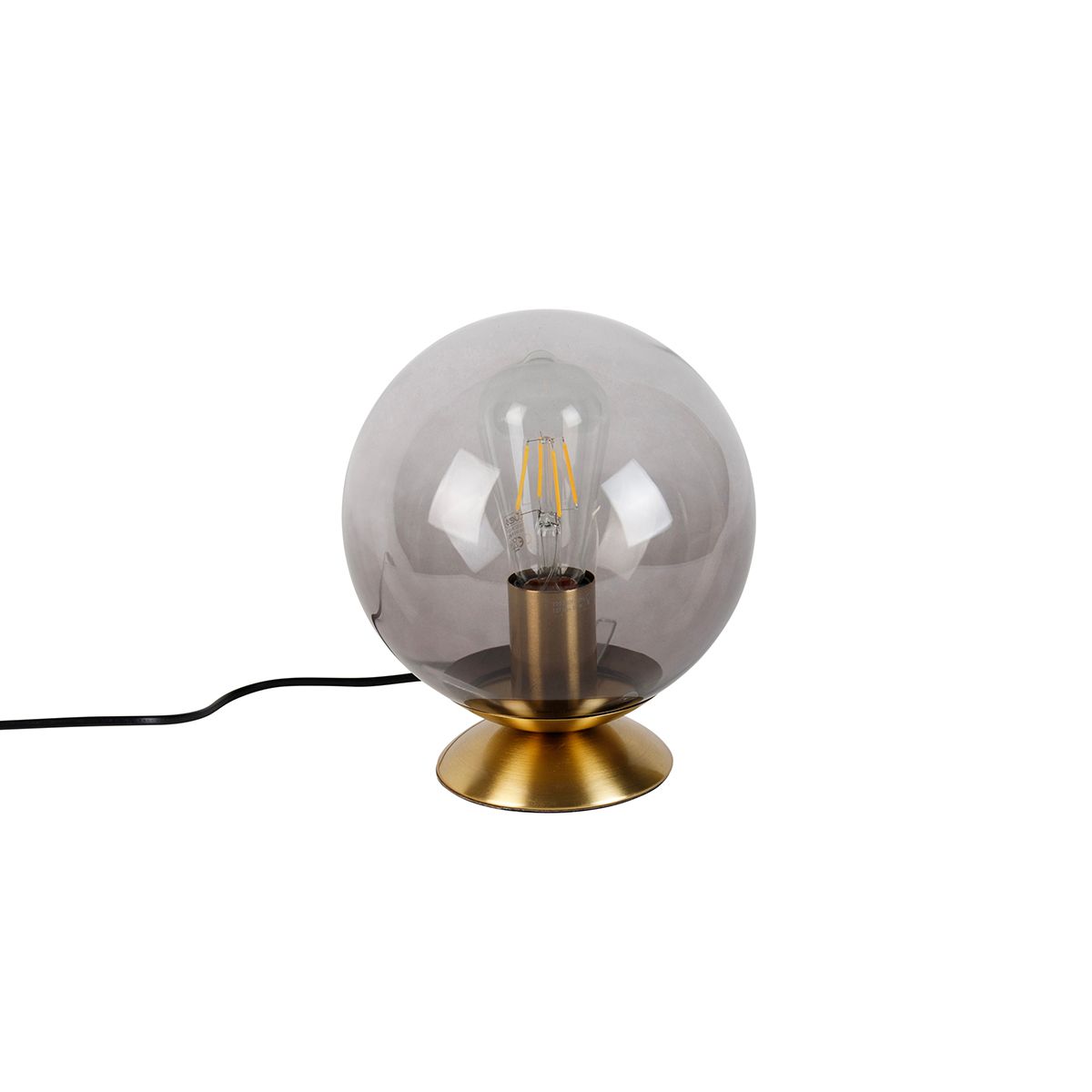 Art deco tafellamp messing met smoke glas - Pallon