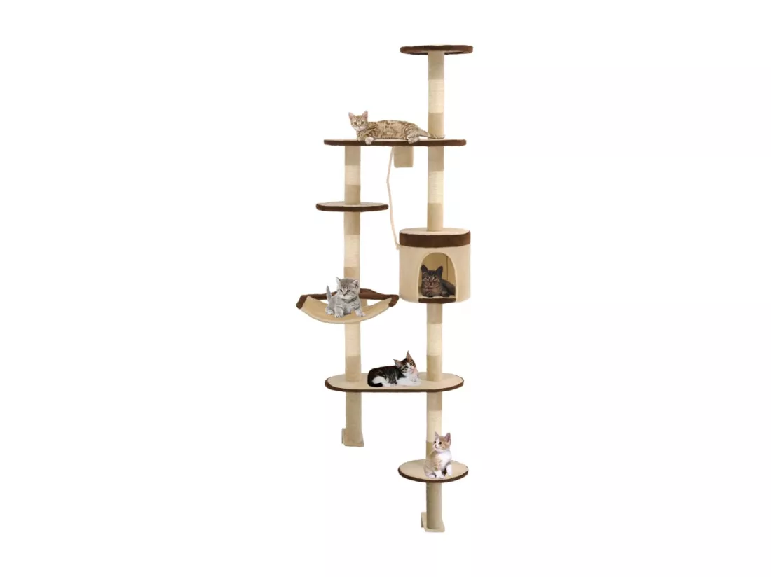 Arbre à chat en sisal Montage mural 194 cm Beige et marron