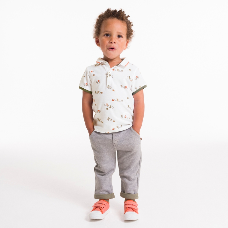 Polo maille piquée bisons blanc bébé garçon