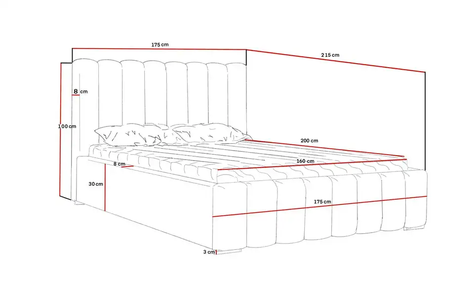 Polsterbett mit Stauraum Golden Premium 160x200 cm Beige