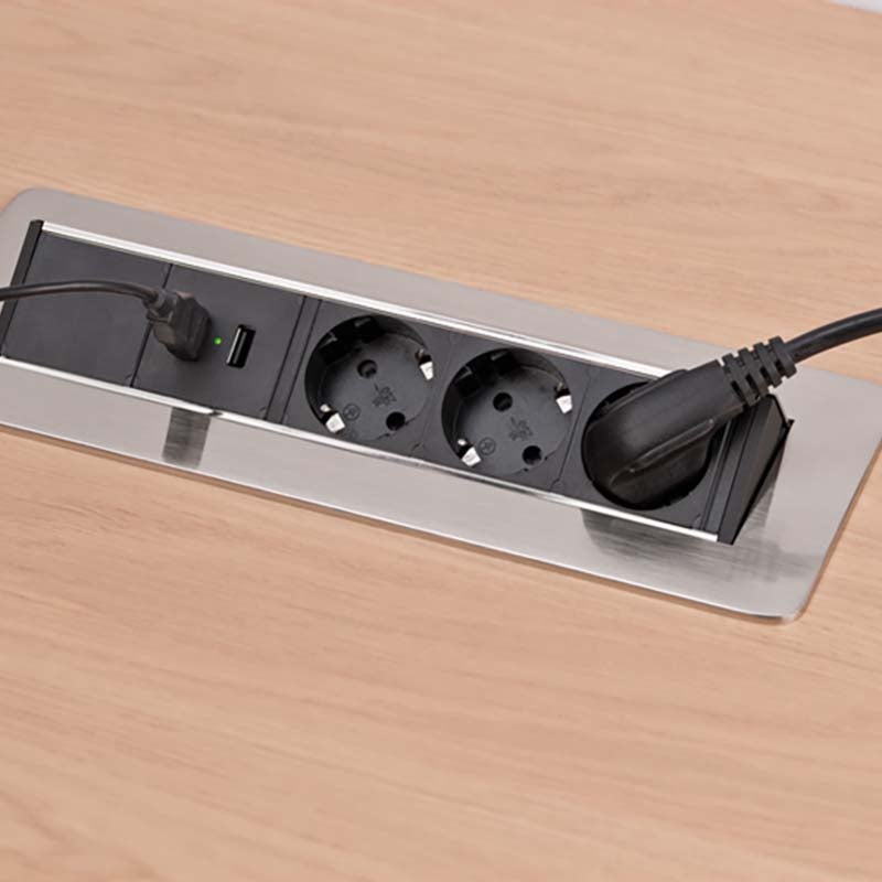 Brennenstuhl Indesk Power 1396200113 verzonken stekkerdoos 3-voudig met 2x USB