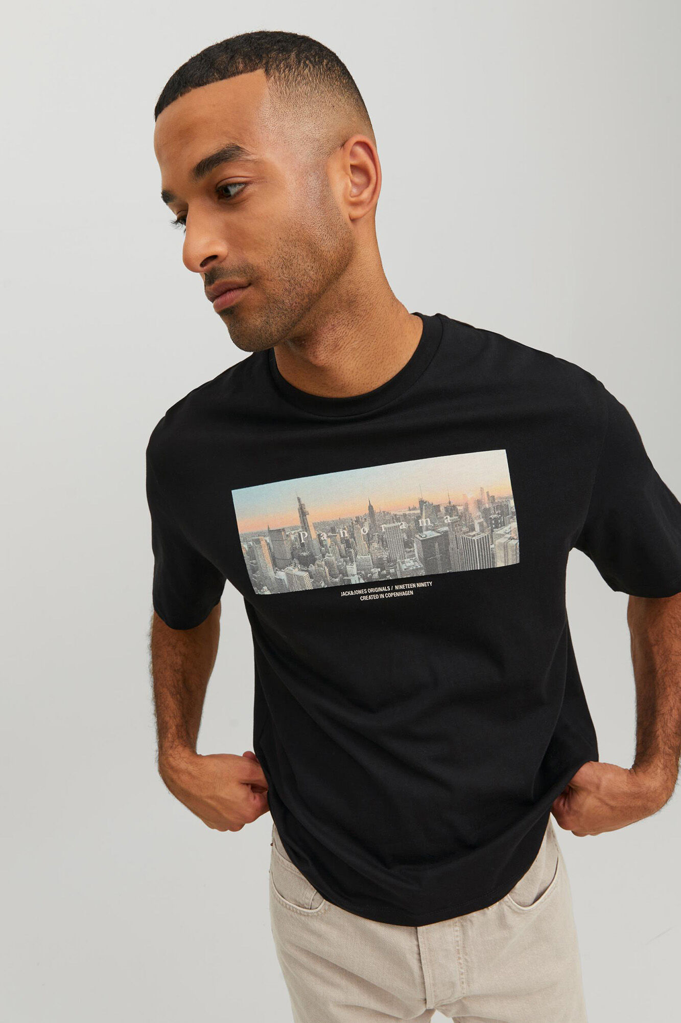 Camiseta de manga curta estampada - Preta