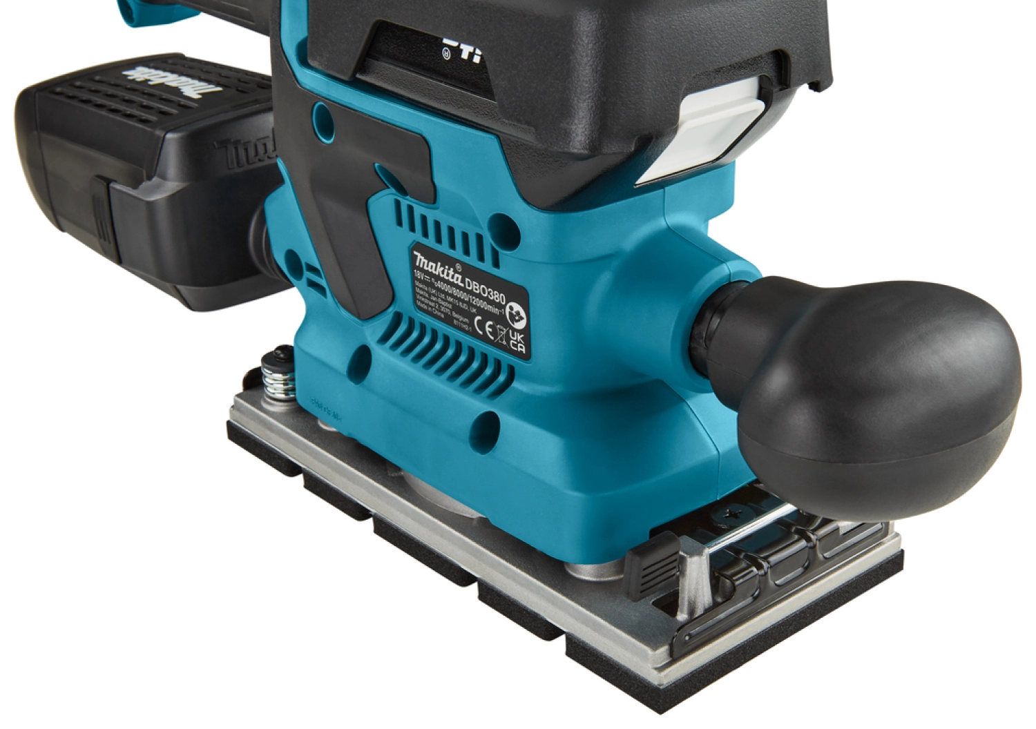 Makita DBO380RTJ 18V Li-ion accu vlakschuurmachine set (2x 5,0Ah) in Mbox - 93x230mm - koolborstelloos