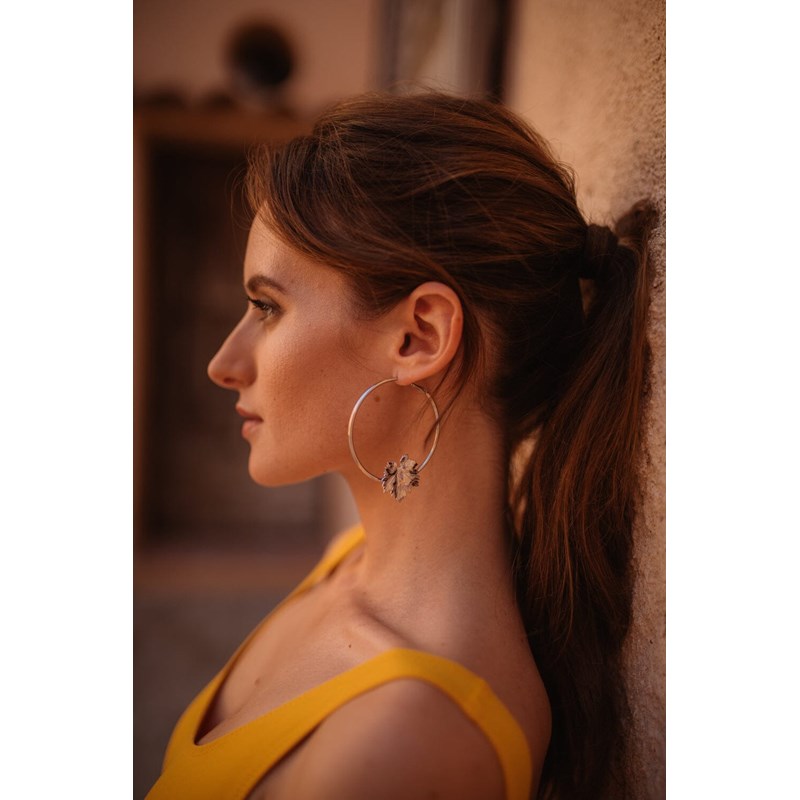 boucles d'oreilles créoles feuilles doré à l'or fin - HÉRA