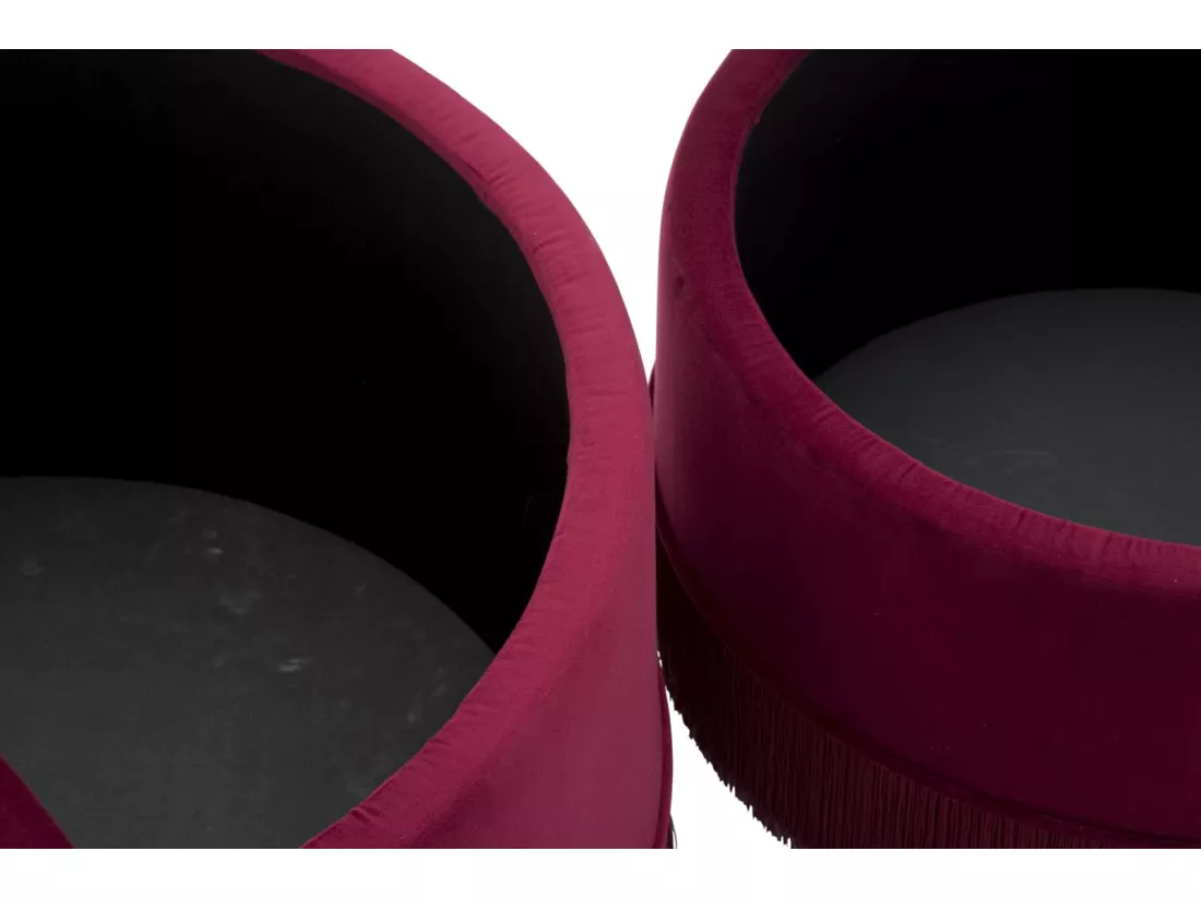 Lot de 2 poufs de rangement en tissu violet Ø 71x41-55x33 cm