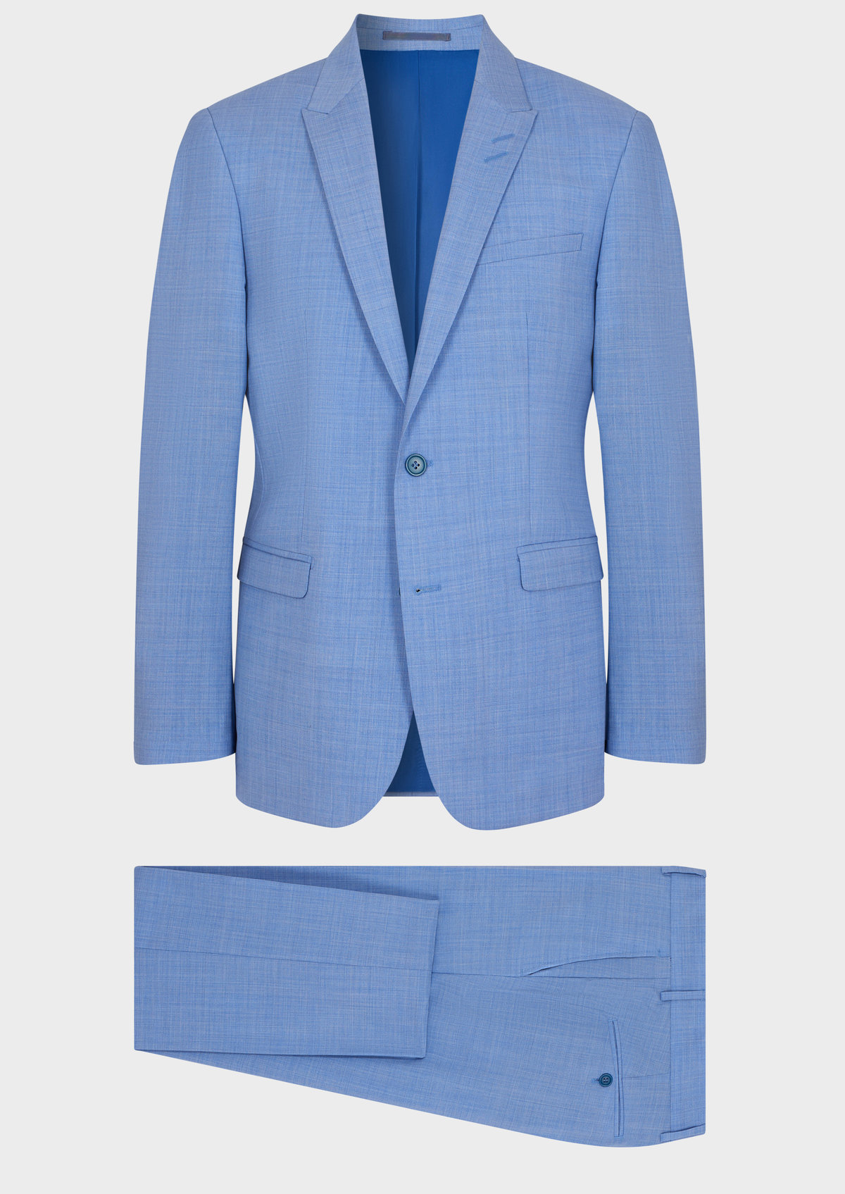 Costume 2 pièces Regular en laine unie bleu azur