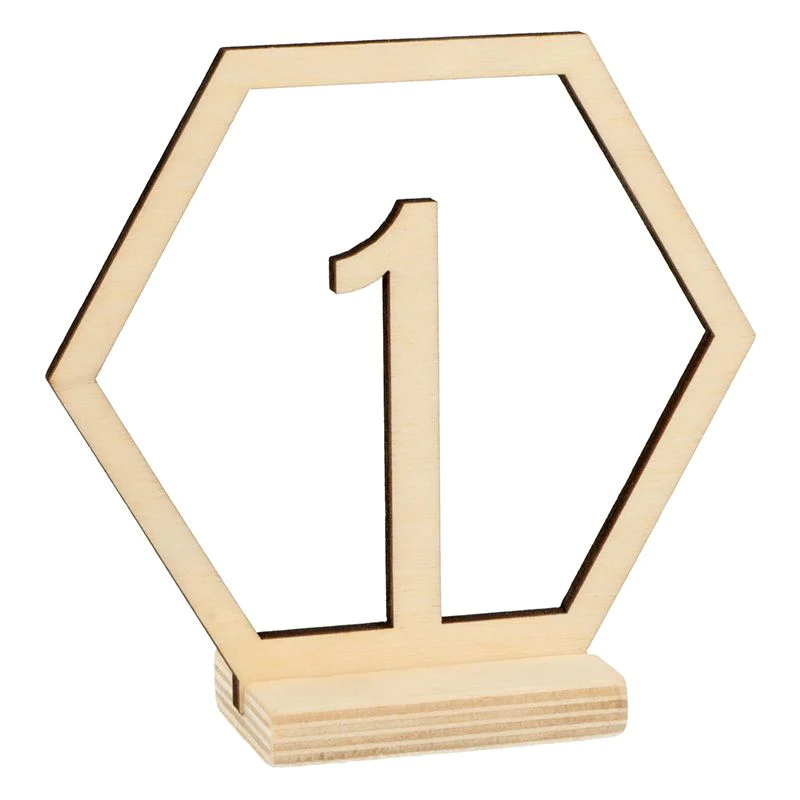15 chiffres en bois hexagonaux pour table de mariage Artemio