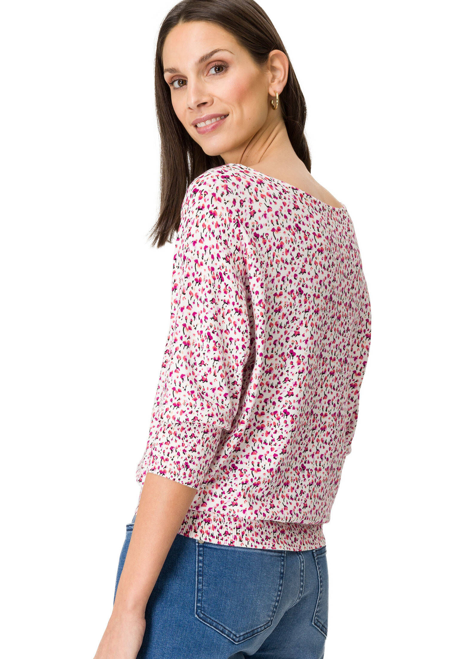 zero| Damen Sommerpullover mit Blumen
