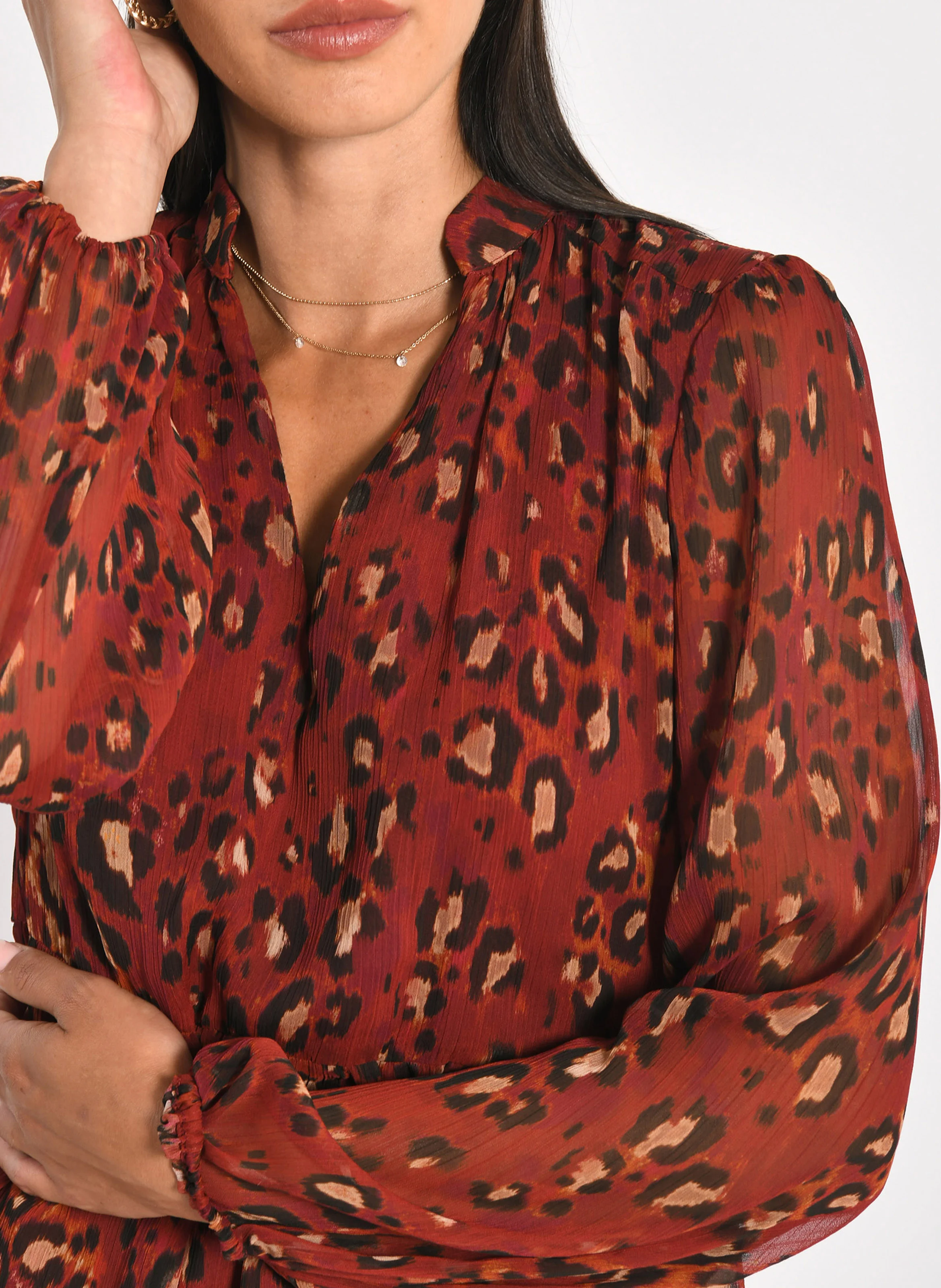 MINA - Robe courte col V| Rouge