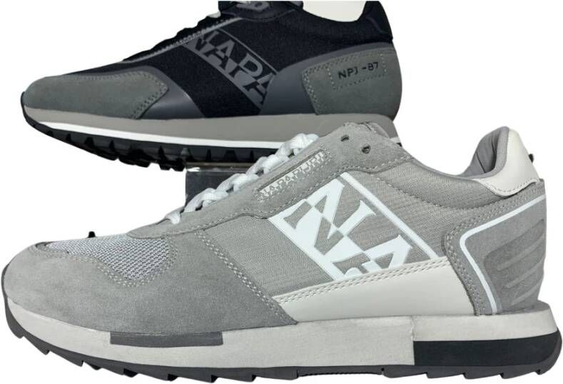 Napapijri Grijze Polyester Sneaker met Contrasterende Details Gray Heren