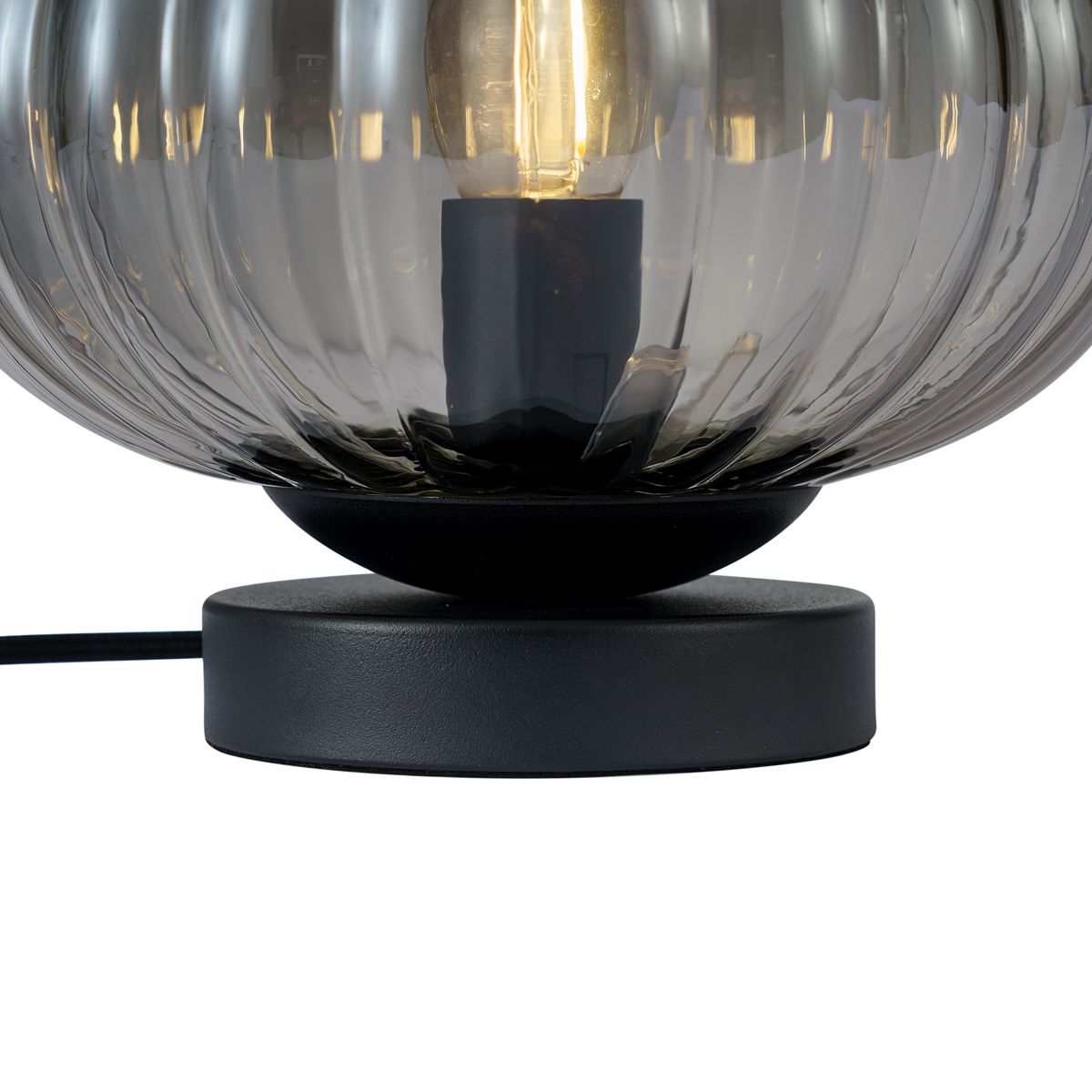 Design tafellamp zwart met smoke glas - Mochi