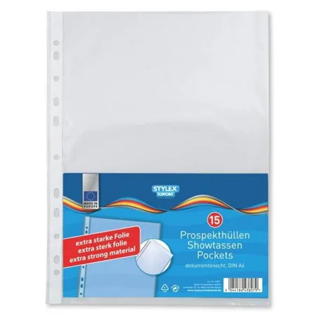 Stylex Prospekthüllen DIN A4 Klarsichthüllen extra starke Folie, 120 (8x 15)