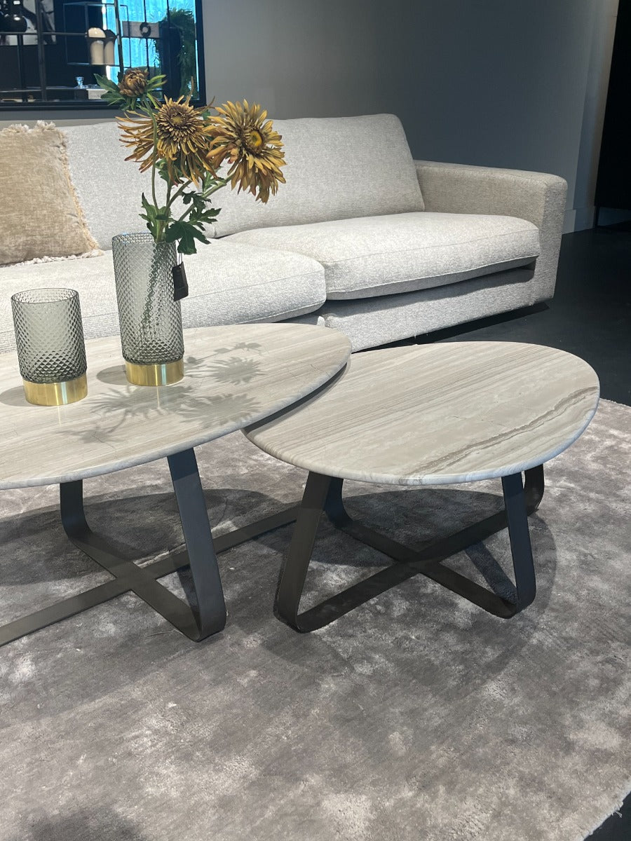 PTMD Muka Coffeetable High Dark Grey Base White Marble